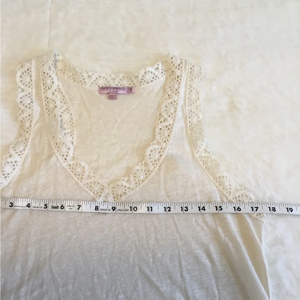 Calypso St. Barth Linen Sleeveless Cream Top Sz.S - Picture 4 of 9